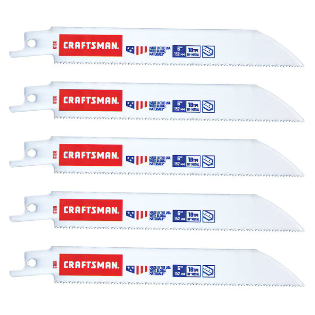 CRAFTSMAN Bi-metal 6-in 18 TPI Metal cutting Reciprocating Saw Blade 5 -Pack