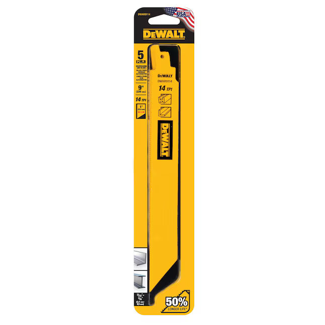 DEWALT Bi-metal 9-in 14 TPI Metal cutting Reciprocating Saw Blade 5 -Pack